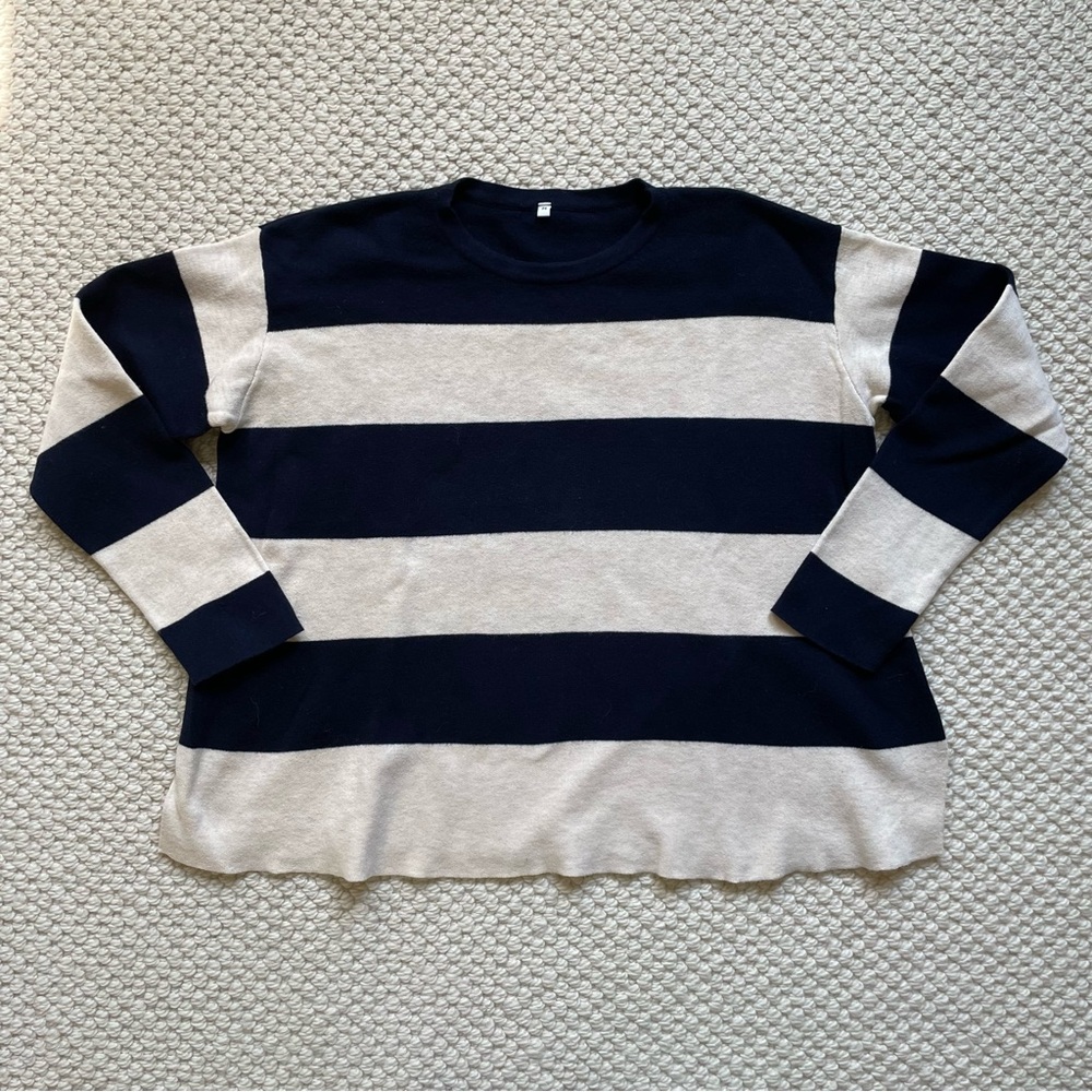 Muji blue & cream striped sweater
